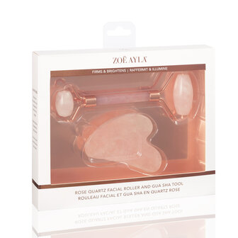 Zo&euml; Ayla - Rose Quartz Gua Sha and Roller Set